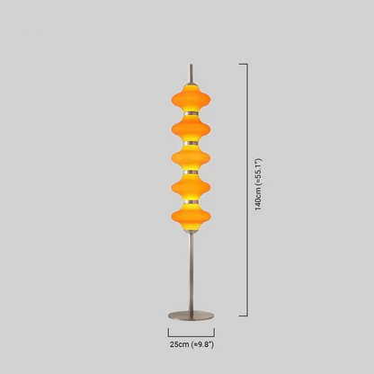 Modern Orange Lantern Floor Lamp Metal Glass Bedroom