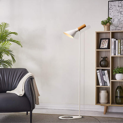 Modern Black/White Floor Lamp Metal Cap Living Room