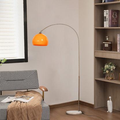 Modern Orange/White Floor Lamp Metal Marble Hooded Bedroom