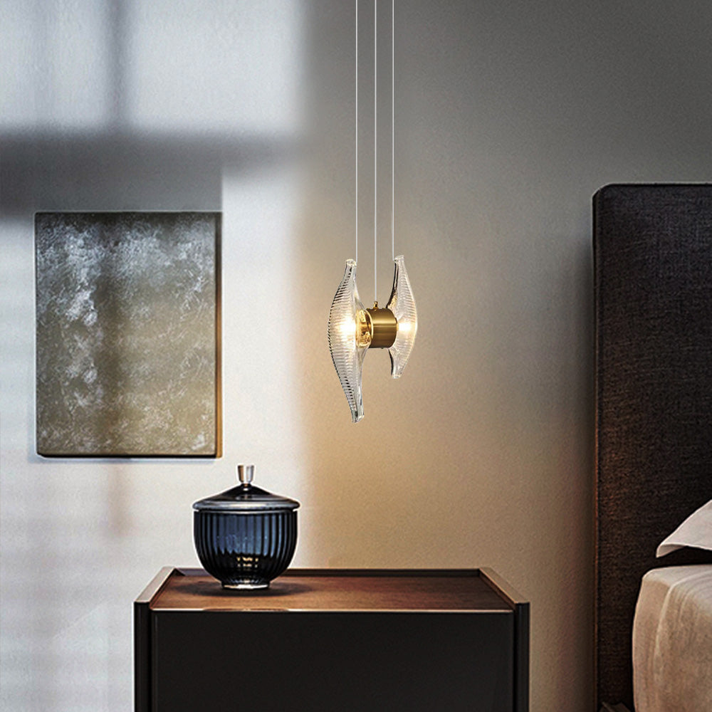 Modern Gold Pendant Light Metal Glass Uneven Bedroom