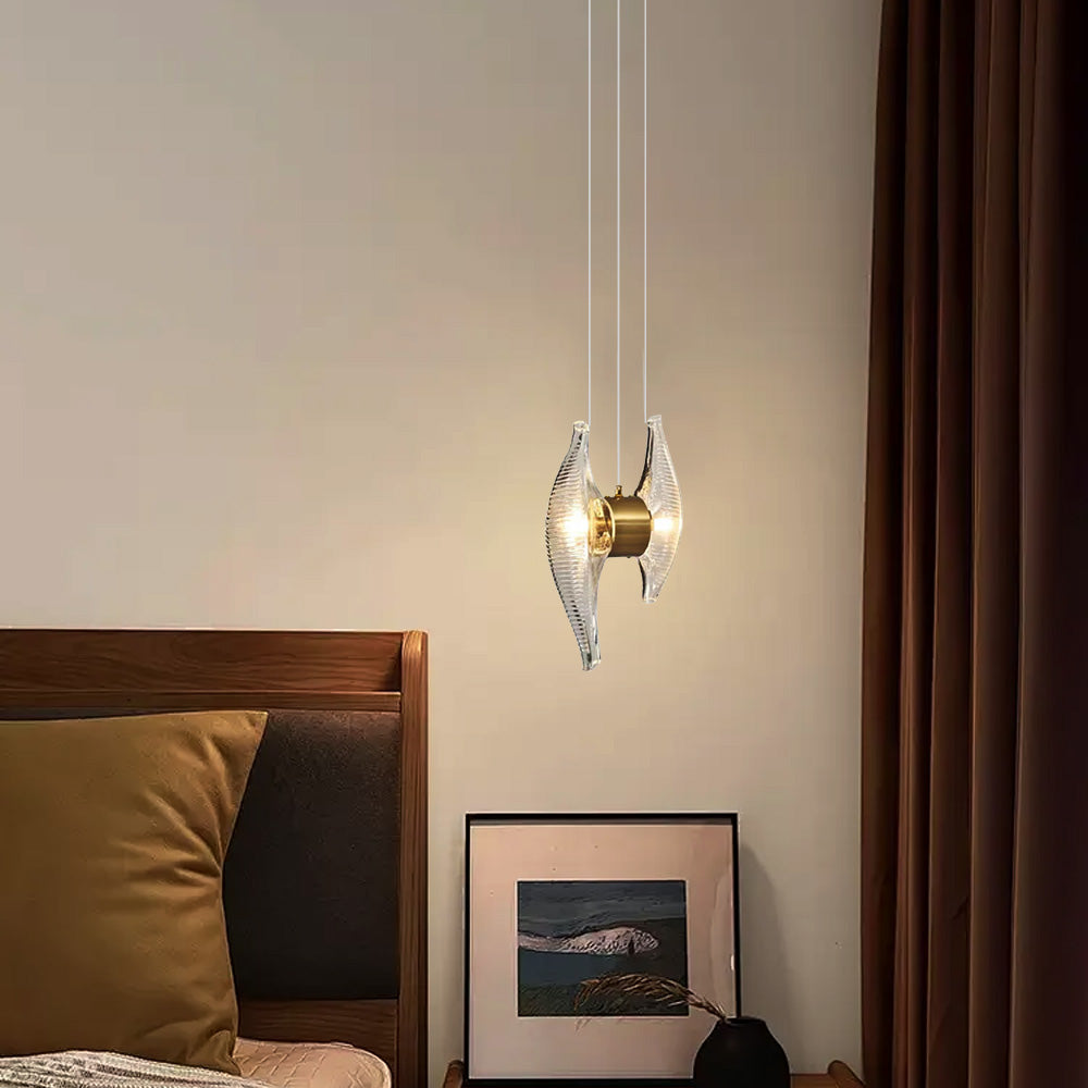 Modern Gold Pendant Light Metal Glass Uneven Bedroom