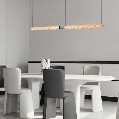 Modern White Pendant Light Metal PET Linear Living Room