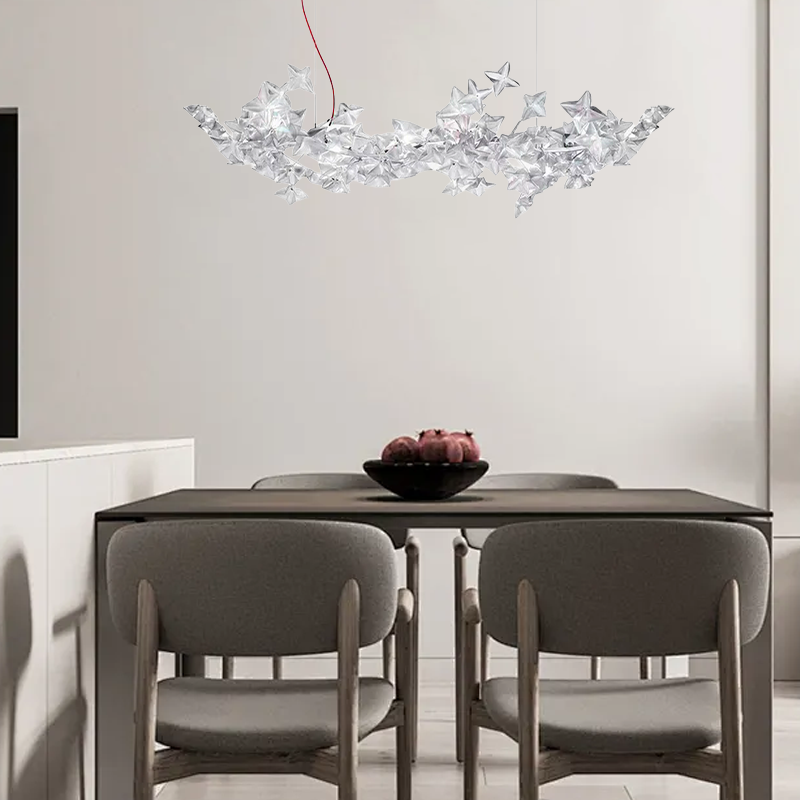 Designer Silver Pendant Light Acrylic Sellate Living Room