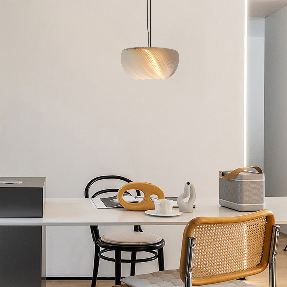 Modern White Pendant Light Metal Acrylic Round Study Room