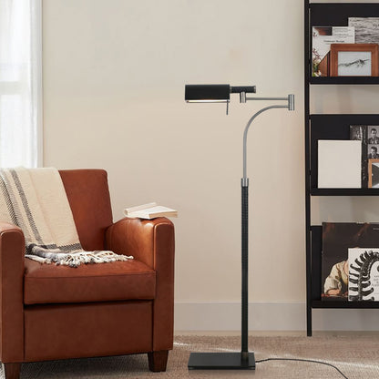 Designer Black Floor Lamp Leather Metal Bedroom