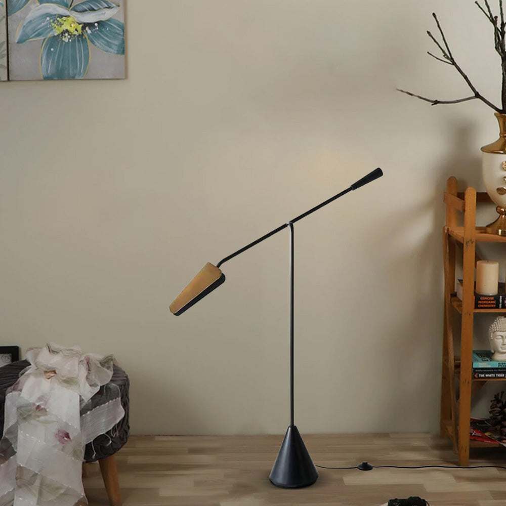 Minimalist Black Floor Lamp Metal Marble Linear Bedroom