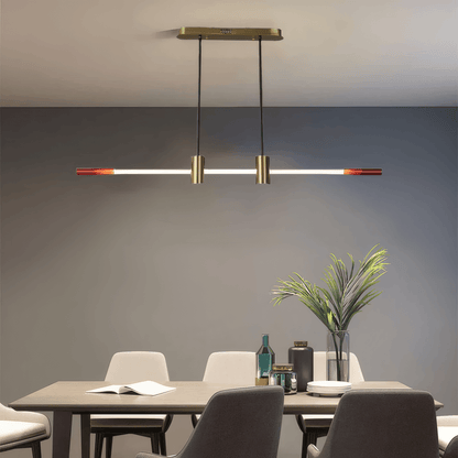 Modern Brown/Red Pendant Light Metal Acrylic Linear Bedroom