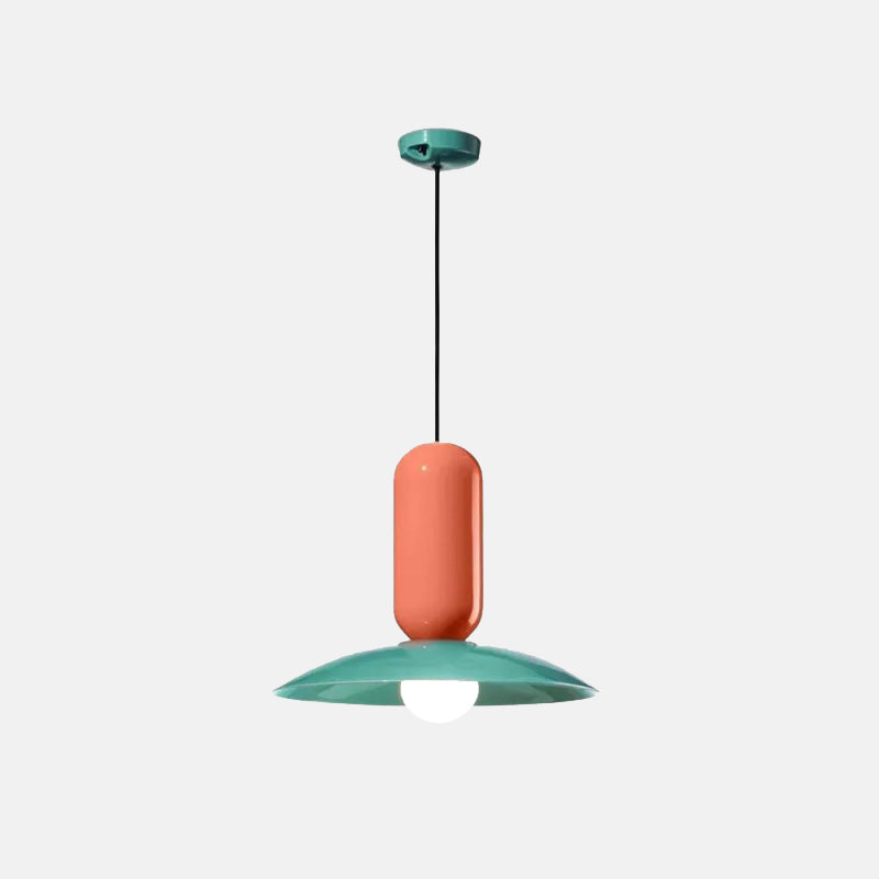 Morandi White-Orange Pendant Light Metal Frisbee Living Room