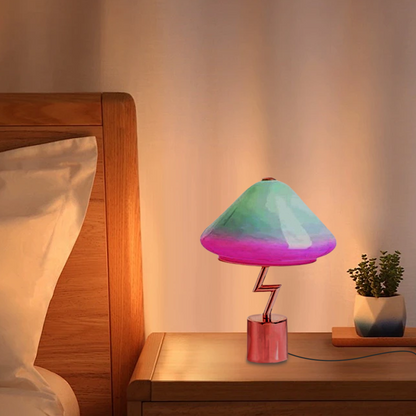 Morandi Colorful Table Lamp Glass Metal Conical Bedroom