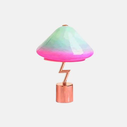 Morandi Colorful Table Lamp Glass Metal Conical Bedroom