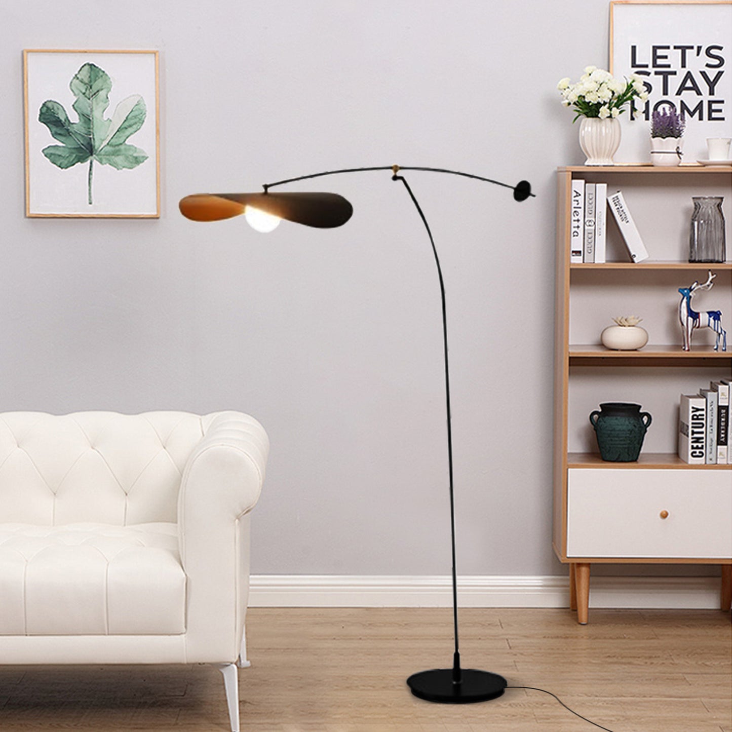 Designer Black Floor Lamp Metal Hooded living Room