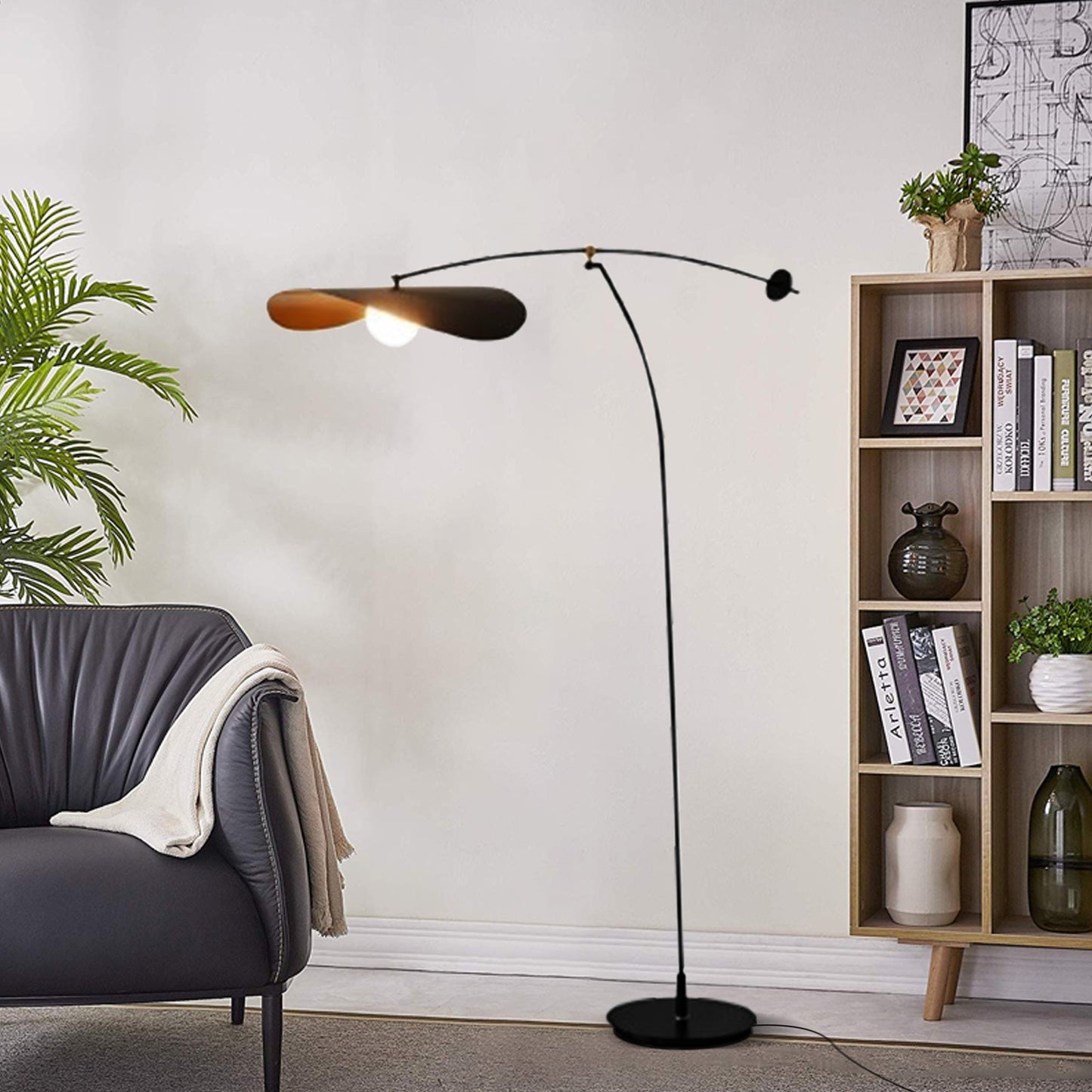 Designer Black Floor Lamp Metal Hooded living Room