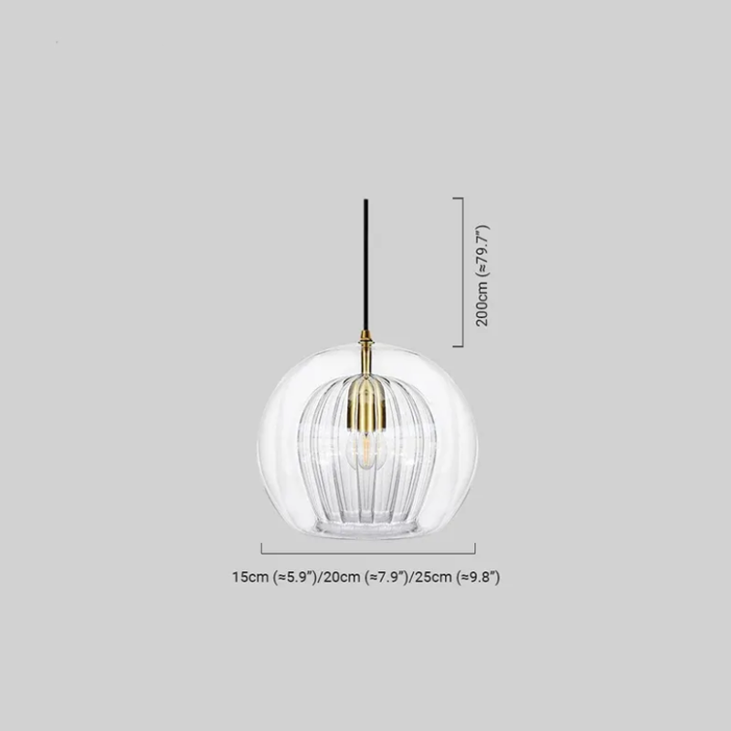 Modern Clear/Amber Pendant Light Glass Metal Bedroom