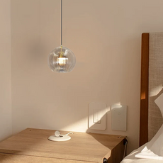 Nordic Glass Amber Globe Pendant Light Bedroom