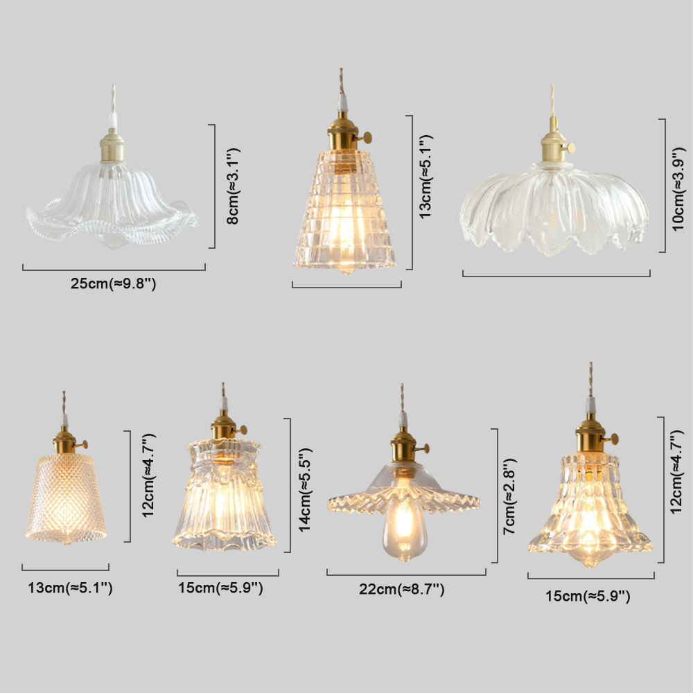 Art Deco Clear Pendant Light  Metal Geometric Bedroom