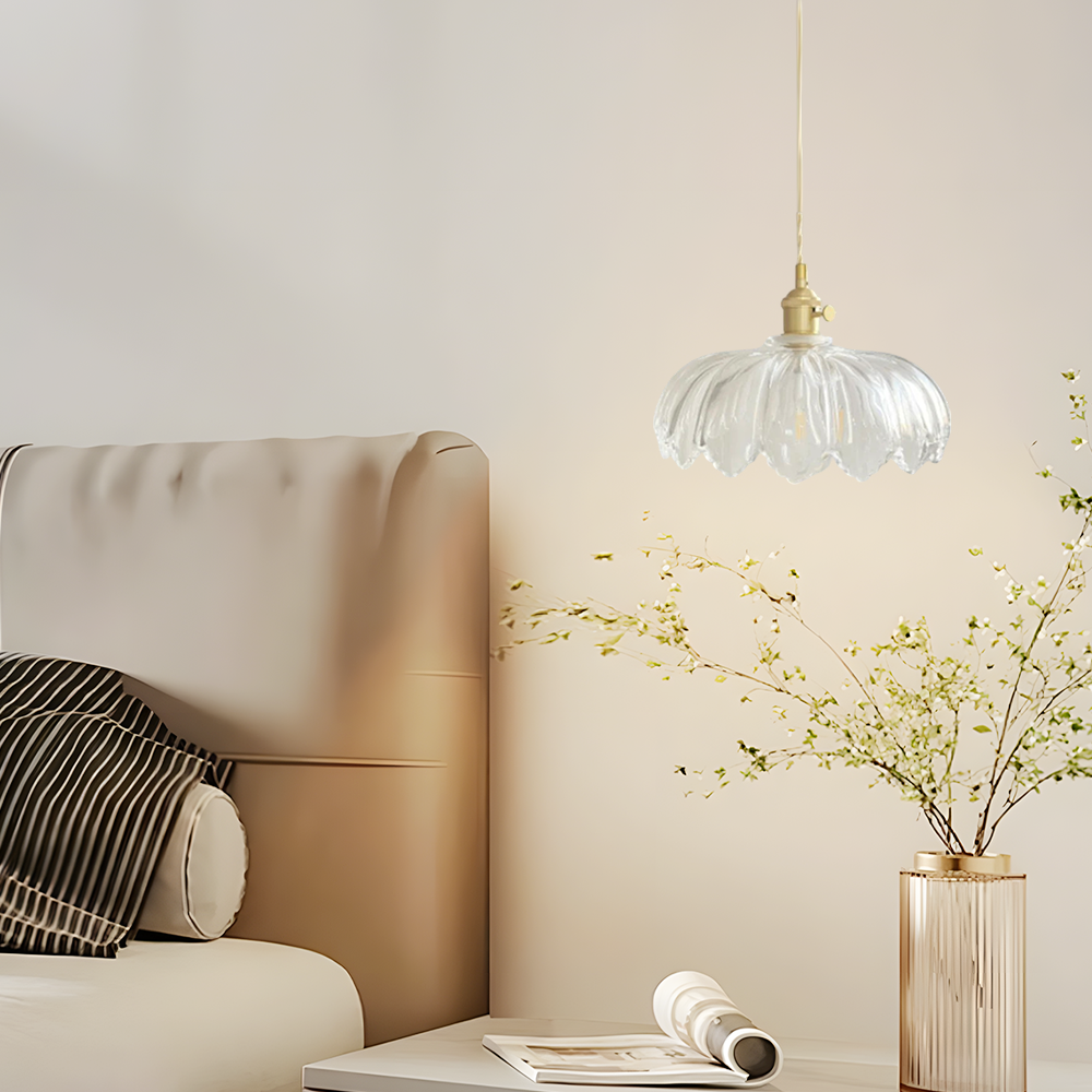 Art Deco Clear Pendant Light  Metal Geometric Bedroom