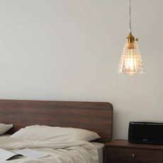 Art Deco Clear Pendant Light  Metal Geometric Bedroom