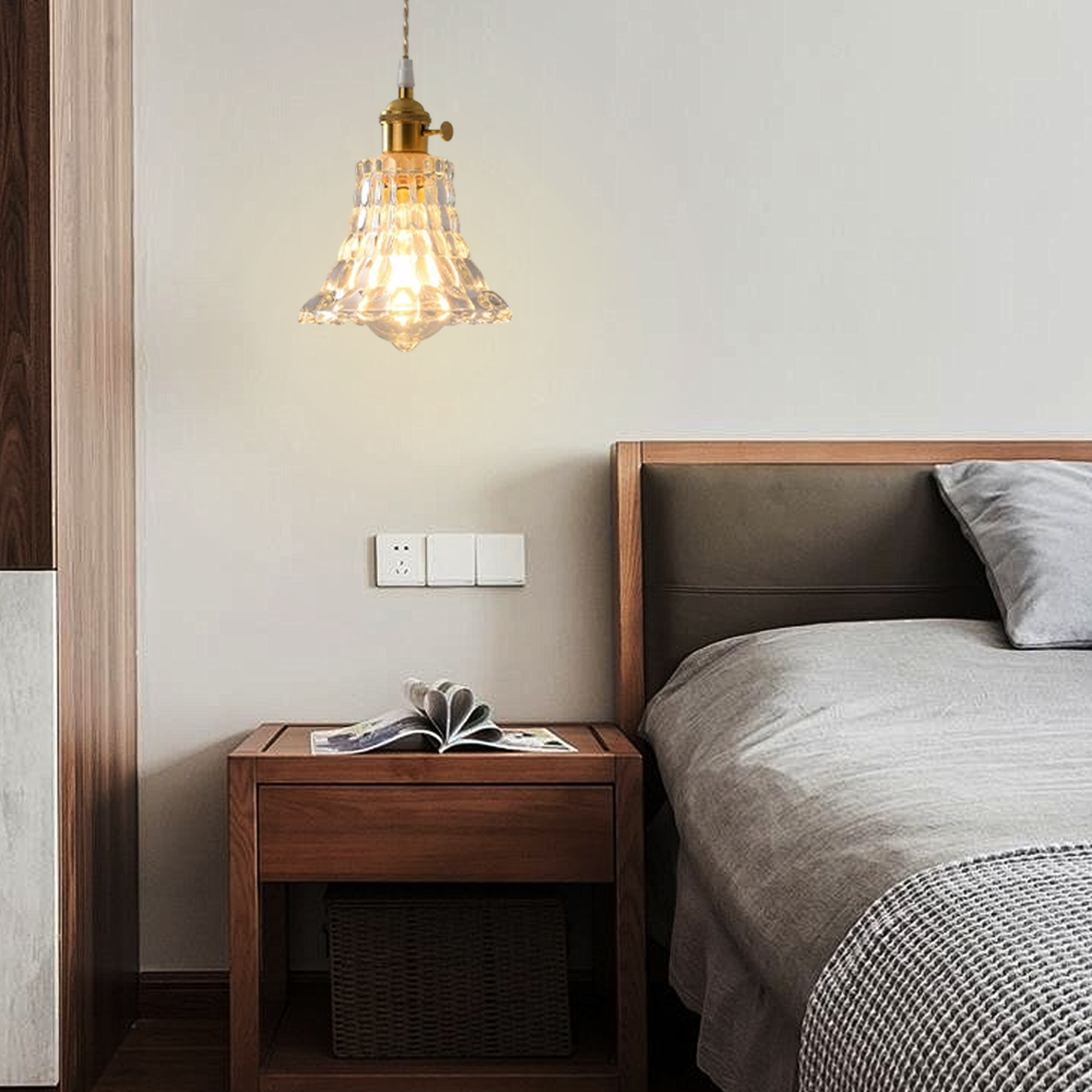 Art Deco Clear Pendant Light  Metal Geometric Bedroom