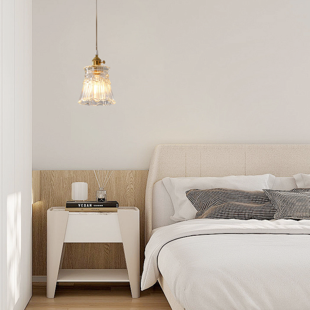 Art Deco Clear Pendant Light  Metal Geometric Bedroom