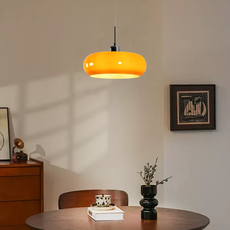 Modern Orange/White Pendant Light Metal Living Room