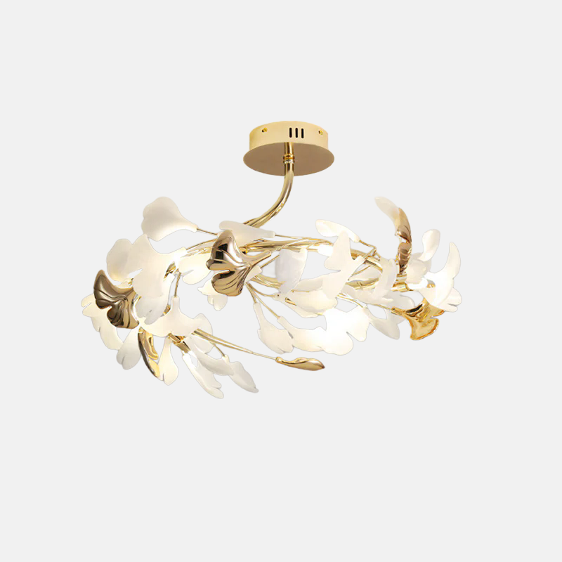 Modern Gold/White Ceiling Light  Ceramic Metal Petal Dining Room