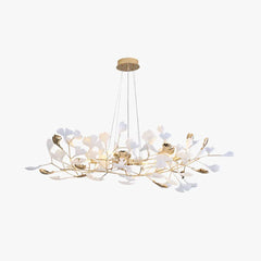 Art Deco White Chandelier Dining Room Ceramic Petal Shaped