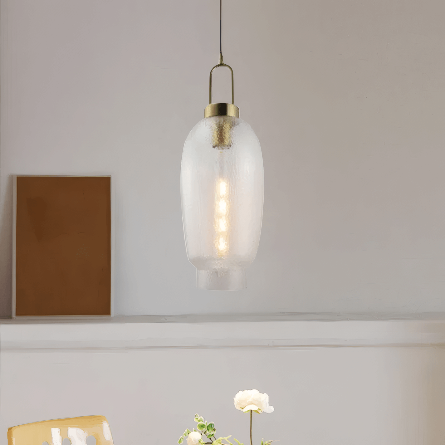 Modern Clear Pendant Light Metal Glass Bottle Kitchen