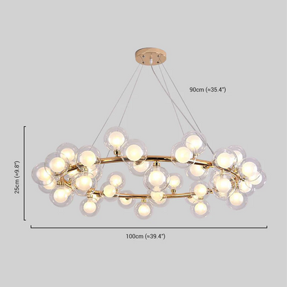 Modern Gold Pendant Light Metal Glass Ring Living Room