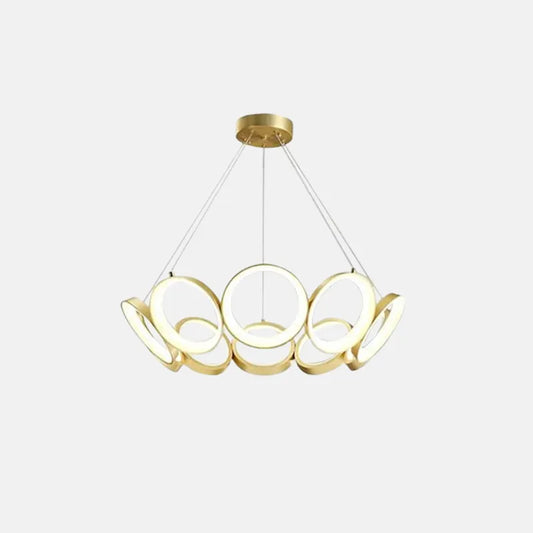 Modern Gold Pendant Light Metal Acrylic Ring Dining Room