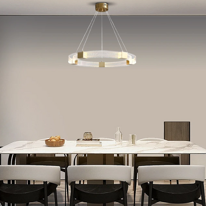 Modern Gold Pendant Lamp Metal Annular Dining Room