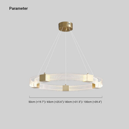 Modern Gold Pendant Lamp Metal Annular Dining Room