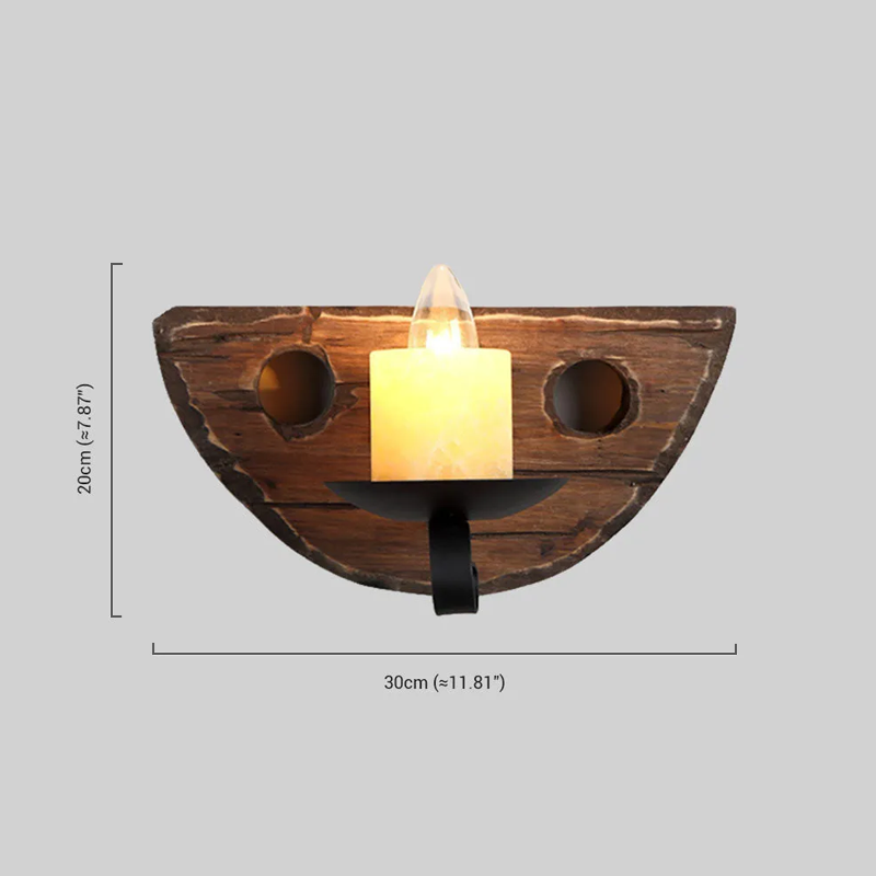 Vintage Brown Wall Lamp Wooden U-Shaped Candle Dining Room