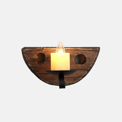 Vintage Brown Wall Lamp Wooden U-Shaped Candle Dining Room