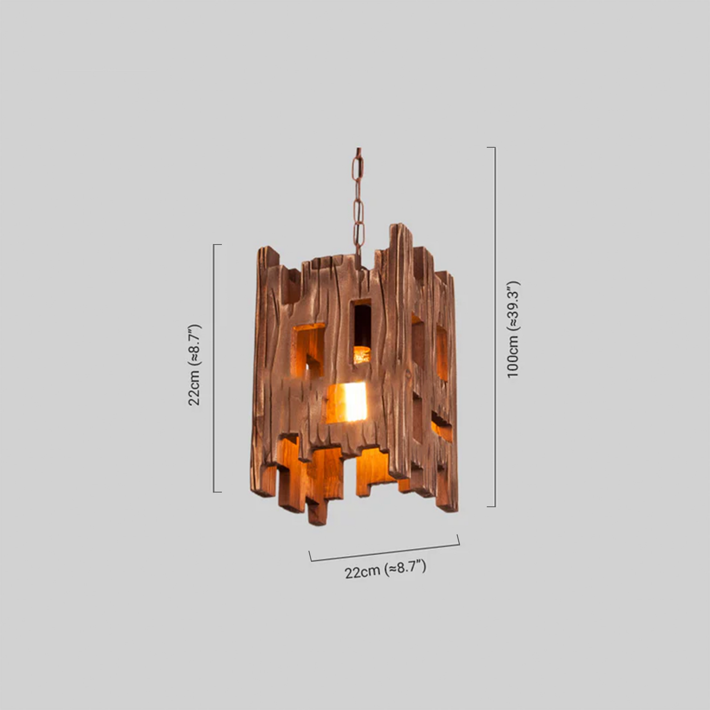 Retro Wood Pendant Light Metal Wood Rectangular Dining Room