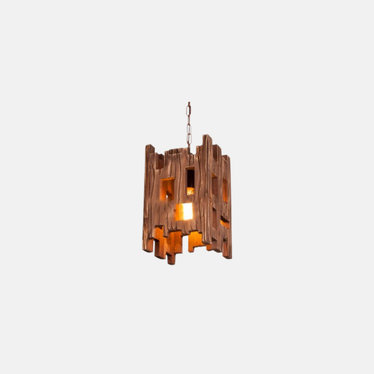 Retro Wood Pendant Light Metal Wood Rectangular Dining Room