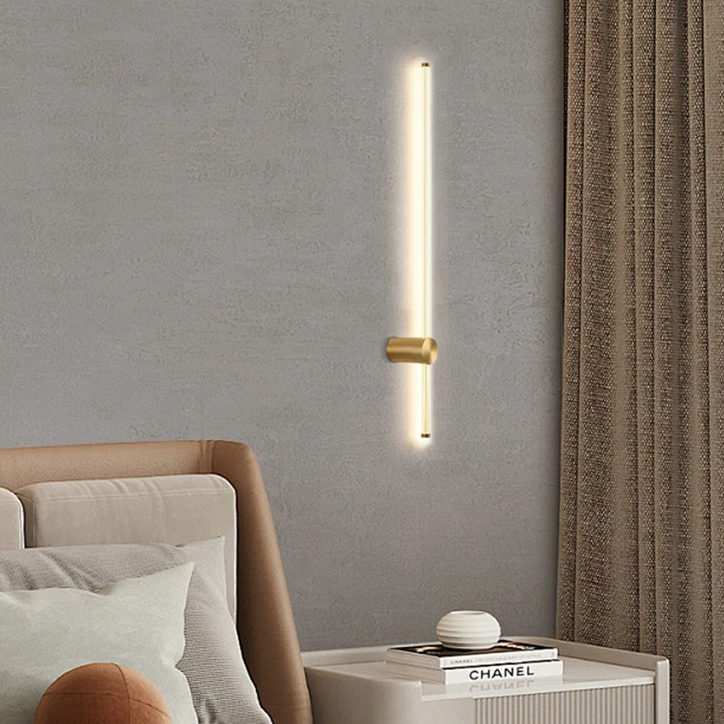 Minimalist Gold Wall Lamp Metal Acrylic Linear Copper Nickel Dining Room