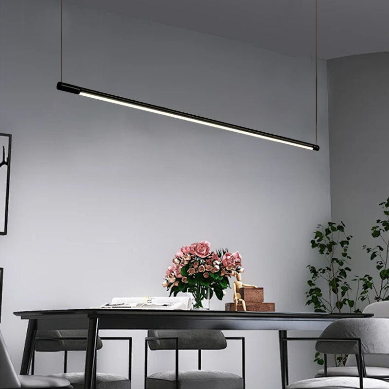 Minimalist Black Pendant Light Metal Acrylic Linear Living Room