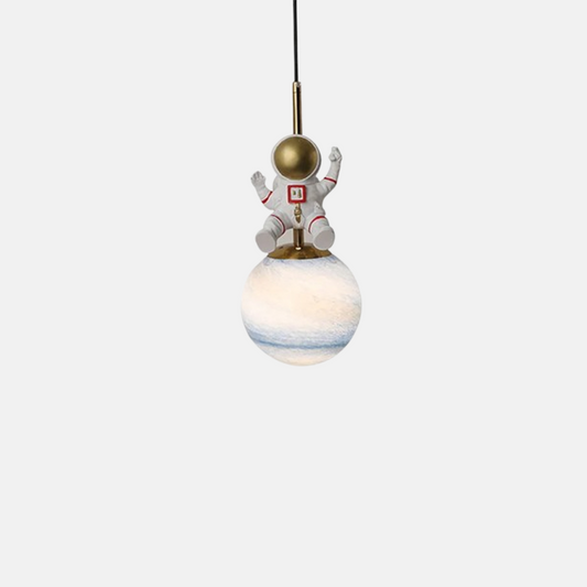 Art Deco White Pendant Light Metal Planet Childern's Room