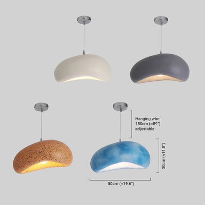 Modern Resin Round Wood Bread Shape Pendant Light Living Room