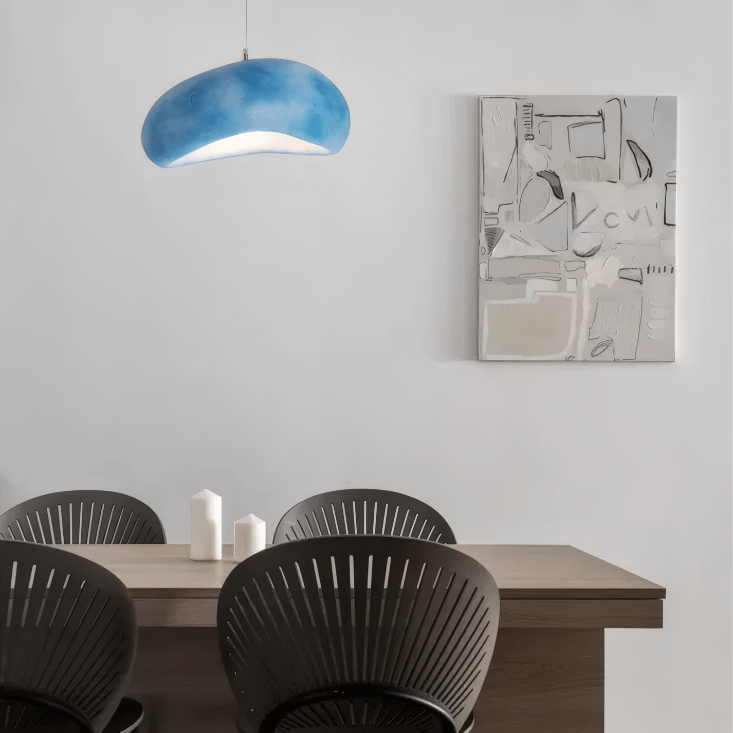 Modern Blue Pendant Light Bread Shape Dining Room 