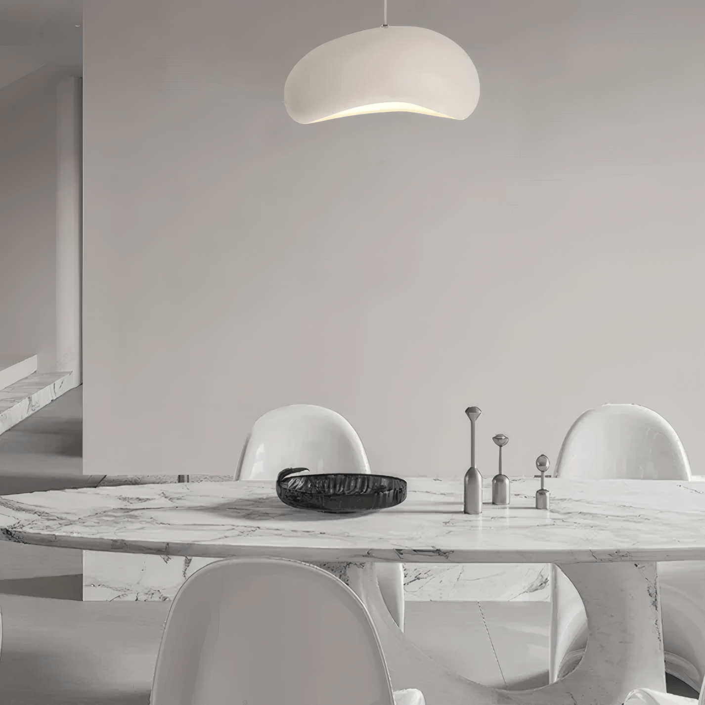 Modern White Pendant Light Bread Shape Dining Room 