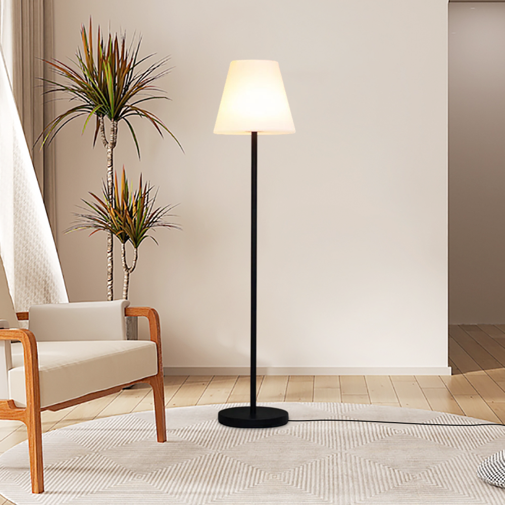 Modern Black Floor Lamp Metal Acrylic Hooded Bedroom