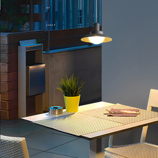 Modern Black Pendant Light Metal Hooded Outdoor