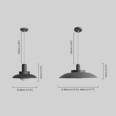 Modern Black Pendant Light Metal Hooded Outdoor