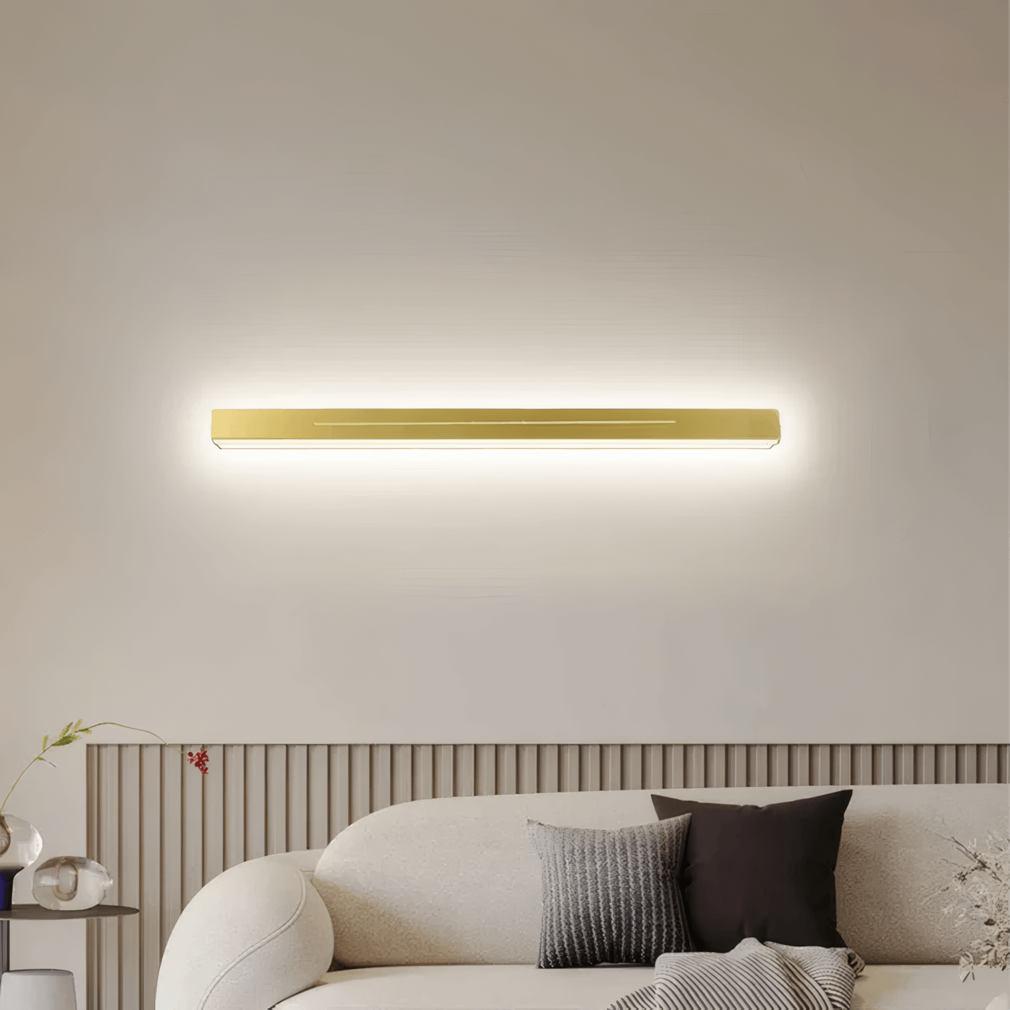 Minimalist Black/Gold Wall Light Metal Rectangular Bedroom