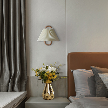 Modern Beige/Yellow Wall  Lamp Metal Fabric Bedroom