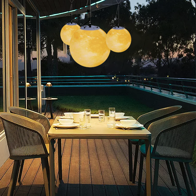 Nordic Yellow Pendant Light  Waterproof PE Resin LED Outdoor