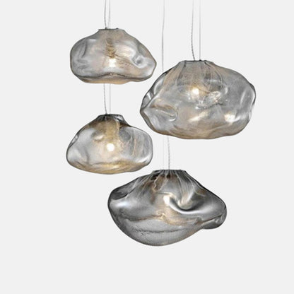 Modern Clear/Amber Pendant Light Glass Dining Room