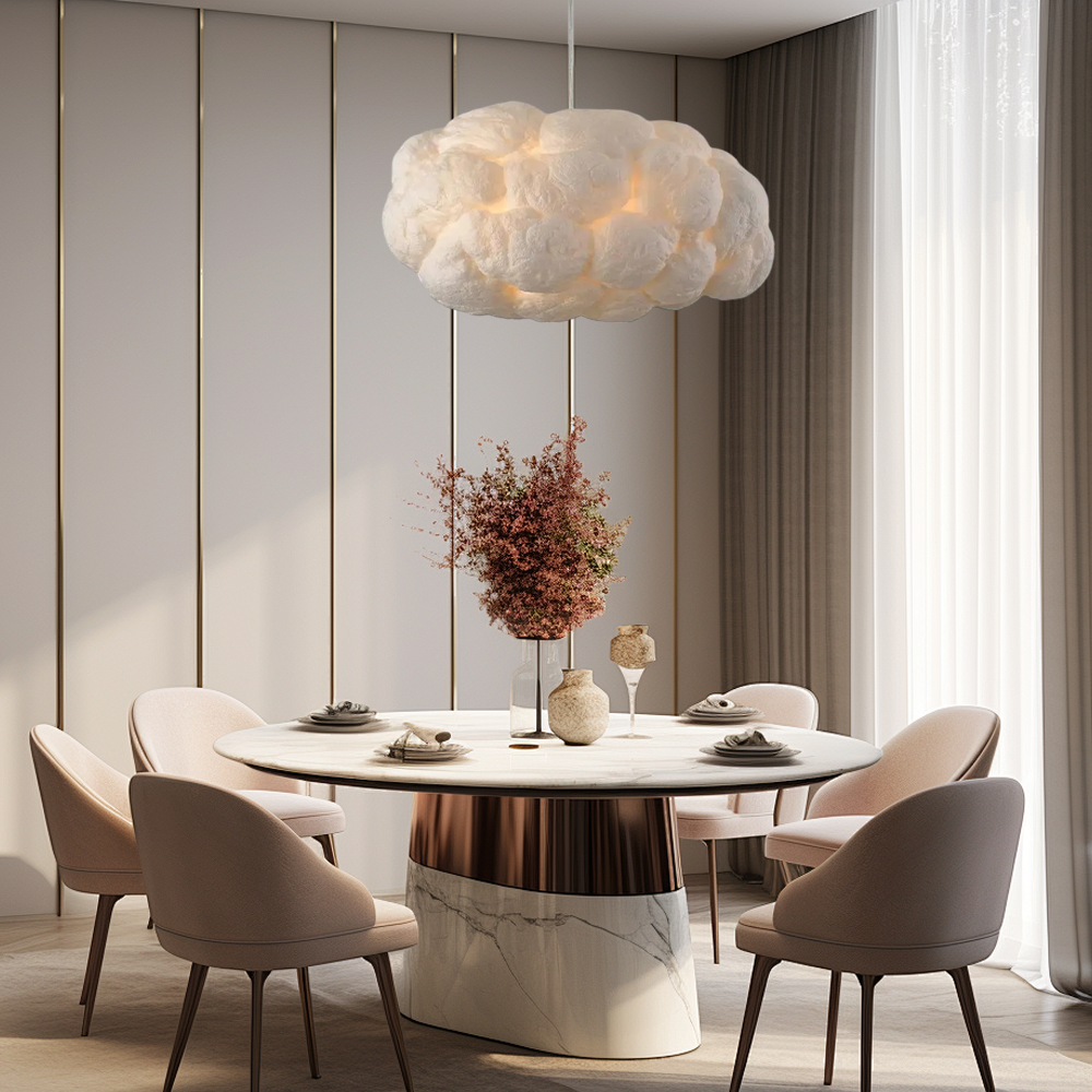 Art Deco White Cloud Fluffy Pendant Light Dining Room
