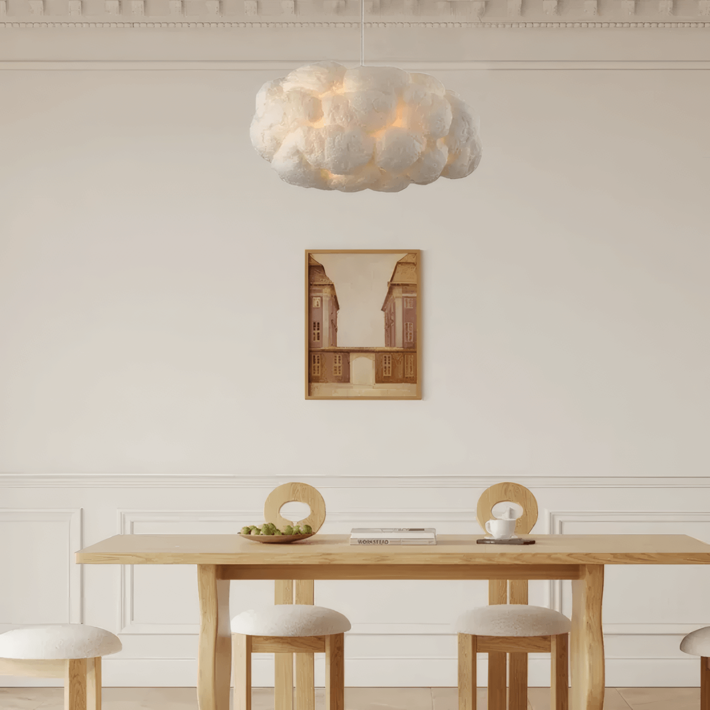 Art Deco White Cloud Fluffy Pendant Light Dining Room